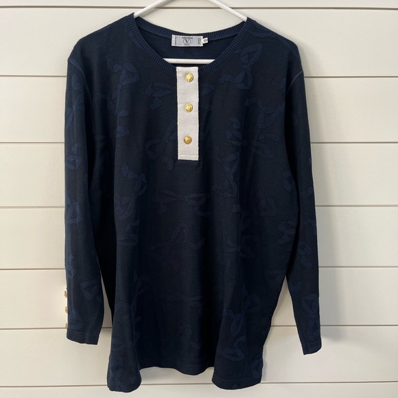 Valentino Navy Sweater with Gold Accents - Picture 1 of 6